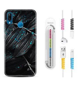 Huawei P20 Lite Mate 10 20 Lite Pro P40 Lite KılıfKablo Koruma Spiral Silikon Foid Green 1643