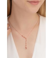 Zultanit Taşlı Rose Damla Model Kadın Gümüş Kolye GKLZLTNTDML-ROS