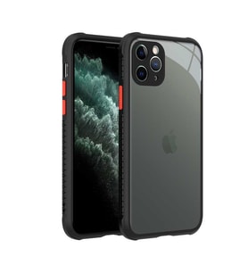 Uyumlu Model Apple iPhone 11 Pro Kılıf Kenar Renkli Sararmaz Şeffaf Kapak (Siyah)
