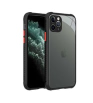 Uyumlu Model Apple iPhone 11 Pro Kılıf Kenar Renkli Sararmaz Şeffaf Kapak (Siyah)