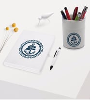 BK Gift Kişiye Özel Çapa Tasarımlı Beyaz Defter Kalem ve Kalemlik Hediye Seti - Model 2