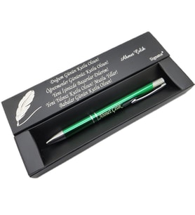 Signator® C434 Yeşil Krom Tükenmez Kalem  İsme Özel Kalem  Hediyelik Kalem (Karışık)
