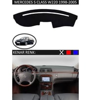 Mercedes S Class W 220 1998-2005 Için Uygun Torpido Koruma Halısı Siyah Kenar Renk Siyah