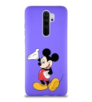 Xiaomi Redmi Note 8 Pro Soft Premier Kapak Mickey Mouse-C Tasarımlı Silikon Kılıf - Mor (Şeffaf)