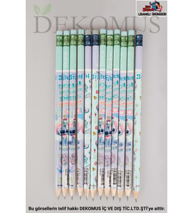 DEKOMUS İLE LİSANSLI STITCH 12 ADET SİLGİLİ KURŞUN KALEM