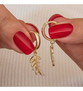 Gümüş Gold Sallantılı Başak Kadın Küpe (Standart)