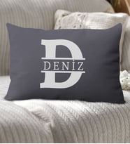 BK Gift Kişiye Özel Harfli Premium Kumaş Dikdörtgen Kırlent Yastık-1 (5 Farklı Renk Seçeneği), Arkadaşa Hediye, Ev Hediyesi, Doğum Günü Hediyesi (Antrasit)