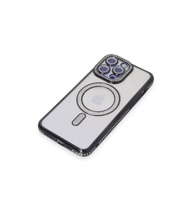 İphone 14 Pro Max Kılıf Joke Simli Magneticsafe Kılıf - Siyah