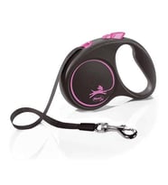 Flexi Black Design Otomatik Şerit Köpek Gezdirme Kayışı 5 Mt (Pembe) Small