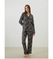 LCW DREAM Pembe Gömlek Yaka Leopar Desenli Kadın Pijama Takımı
