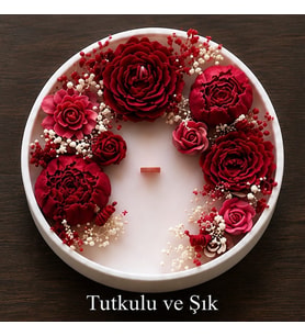 Dekoratif Özel Tasarım Tepsi içinde Kokulu Doğal Soya Mum