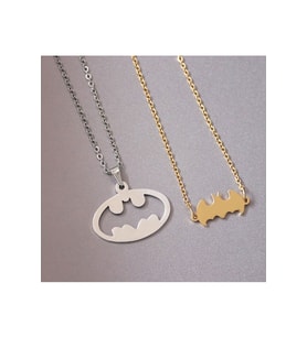 Batman Model Gümüş Sevgili Çift Kolyesi