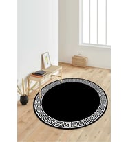 Dijital Baskılı Kaymaz Taban Yıkanabilir Yuvarlak Salon Halısı Koridor Halısı Paspas NDY-HS-417 (Siyah)