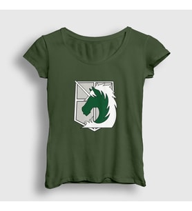 Presmono Kadın Haki Military Anime Attack On Titan T-Shirt 124558tt (Haki)