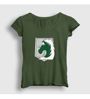 Presmono Kadın Haki Military Anime Attack On Titan T-Shirt 124558tt (Haki)