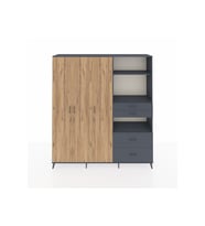 Hyperion Dolap 12 Raflı 4 Çekmeceli Tek Askılı 220x44x243 Antrasit-Çam/Antrasit