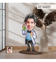 BK Gift Kişiye Özel Kimyager Karikatürlü Büyük Boy Ahşap Biblo-1 Arkadaşa Hediye , Sevgiliye Hediye, Kişiye Özel Biblolar