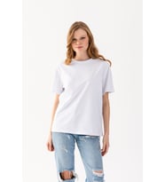 Unisex T-Shirt, kısa kollu oversize t-shirt, Pamuklu Siyah Bisiklet Yaka Oversize Tişört. (Beyaz)