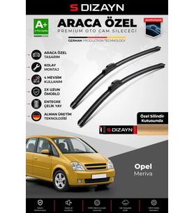 S-Dizayn Opel Meriva Ön Cam Silecek Seti 2003-2010 Premium Araca Özel 60-60 Cm A+ Kalite