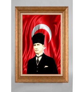 Çerçeveli Paspartulu Atatürk Tablo a259 (Gold)