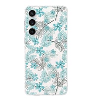 PrintiFy S24 FE ile Uyumlu Kamera Korumalı Floral Su Yeşili Tasarımlı Şeffaf Silikon Kılıf