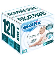 Molfix Premium Bebek Bezi Beden:3 (4-9KG) Midi 120 Adet Ekonomik Ultra Fırsat Pk