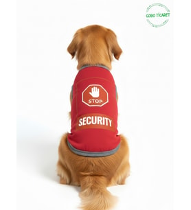 Stop Security (Güvenlik) Desenli Kedi ve Köpek Kıyafeti–Sevimli Evcil Hayvan Tişörtü Elbisesi , Farklı Renklerde (Kırmızı)