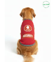 Stop Security (Güvenlik) Desenli Kedi ve Köpek Kıyafeti–Sevimli Evcil Hayvan Tişörtü Elbisesi , Farklı Renklerde (Kırmızı)