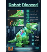 Oyuncak K-1 Gear Şeffaf Gövdeli Işıklı Sesli Yürüyen T-Rex Robot Dinozor Yeşil
