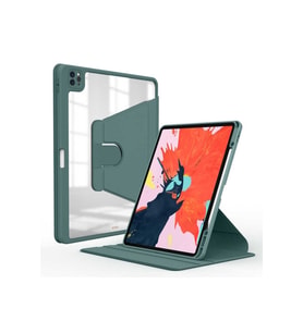 Apple iPad Pro 12.9 2020 (4.Nesil) Uyumlu Kılıf Zore Nayn Dönebilen Standlı Kılıf (Koyu Yeşil)