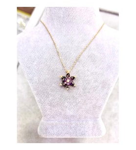 Gökdeniz 925 Mor Taşlı Lotus Çiçeği Gümüş Kadın Kolye Özel Gün Hediyesi