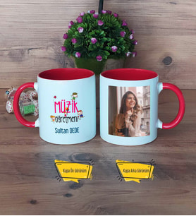 Müzik Öğretmeni Kupa Bardak Kırmızı Fotoğraflı Öğretmenler Günü Hediyesi
