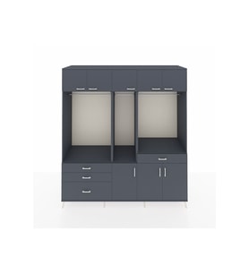 Kronos Dolap 8 Raflı 4 Çekmeceli 3 Askılı 220x59x243 Antrasit-Antrasit/Antrasit