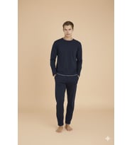 Erkek Midi Yaka Pijama Takımı Konforlu Uyku Modern Tasarım (Lacivert)