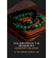 Malakit Doğal Taş Bileklik Set 8 Mm ( Gerilimi Yok Eder )