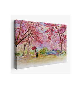 Sakura Ağacının Altındaki Sevgililer Kanvas Tablo-5082