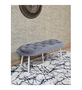 Ufo Oturak Bench - Beyaz Boyalı Sivriltme Ayak - Oturak - Bench - Puf - Yatak Ucu Pufu Gri Renk 100 x 50 Boyut/Ebat (Çok Renkli)