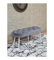 Ufo Oturak Bench - Beyaz Boyalı Sivriltme Ayak - Oturak - Bench - Puf - Yatak Ucu Pufu Gri Renk 100 x 50 Boyut/Ebat (Çok Renkli)