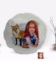 BK Gift Kişiye Özel Kız Çocuk Karikatürlü Yuvarlak Dekoratif Kırlent Yastık-9