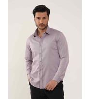 Dufy Lila Erkek Slim Fit Düz Brent Yaka Uzun Kol Gömlek - 102504