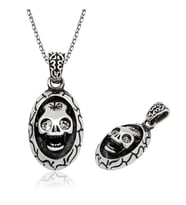 925 Ayar Oksit Kaplama Gümüş Kuru Kafa (Skull) Erkek Kolye