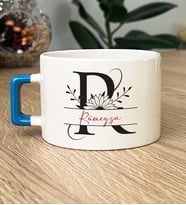 Kişiye Özel R Harfli İsme Özel Hediye Lüks Fincan İsimli İsim Yazılı (Mavi)