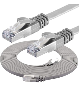 CAT7 Yassı FTP Ethernet Network Lan İnternet Kablosu, Gri 15 metre