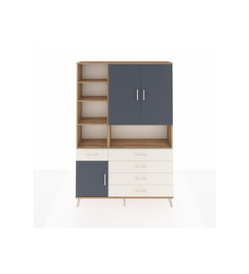 Arges Dolap 8 Raflı 5 Çekmeceli 3 Kapaklı 132x30x195 Çam-Antrasit/Aytaşı