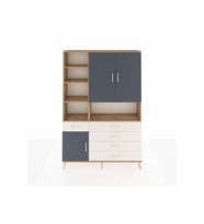 Arges Dolap 8 Raflı 5 Çekmeceli 3 Kapaklı 132x30x195 Çam-Antrasit/Aytaşı