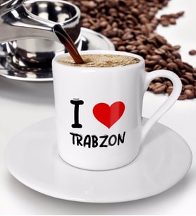 BK Gift I Love Trabzon Tasarımlı Türk Kahvesi Fincanı - Model 1