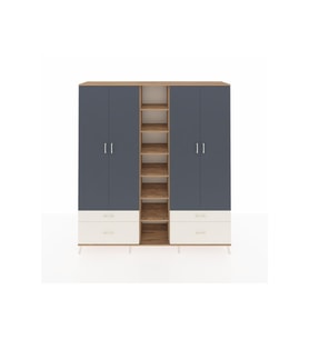 Hyperion Dolap 12 Raflı 4 Çekmeceli 2 Askılı 220x44x243 Çam-Antrasit/Aytaşı