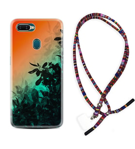 Oppo A5S A15 A16 A54 A55 A73 A74 Kılıf Boyun Asklı Rasta Silikon Güzel Çiçekler 1712