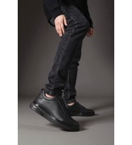 Enoch Erkek Siyah Deri Gizli Elastik Bantlı Hafif Tabanlı Klasik Sneaker Comfort Ayakkabı
