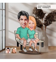 BK Gift Kişiye Özel Sevgililer Karikatürlü Büyük Boy Ahşap Biblo-55 Arkadaşa Hediye , Sevgiliye Hediye, Kişiye Özel Biblolar